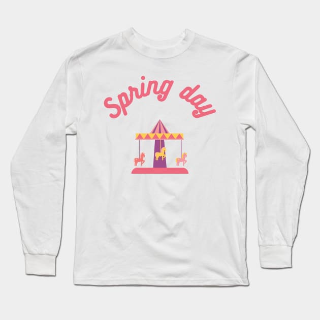 BTS spring day carousel pastel Long Sleeve T-Shirt by Oricca